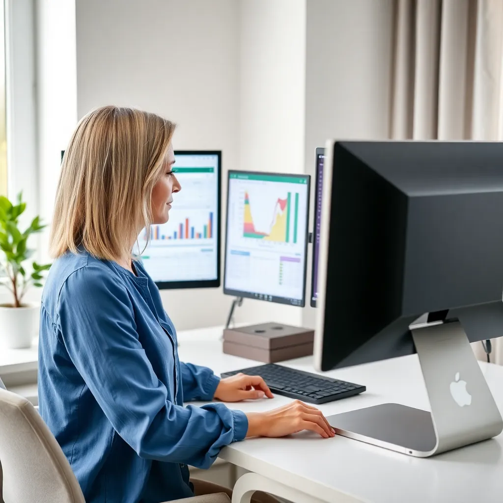 Persoon die draaitabellen maakt in Excel met grafieken