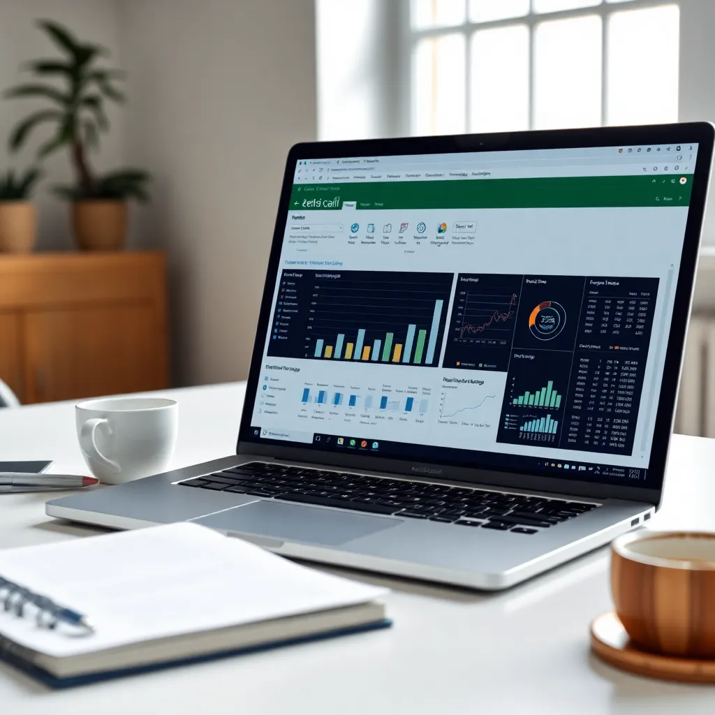 Professionele werkomgeving met Excel dashboard op laptop