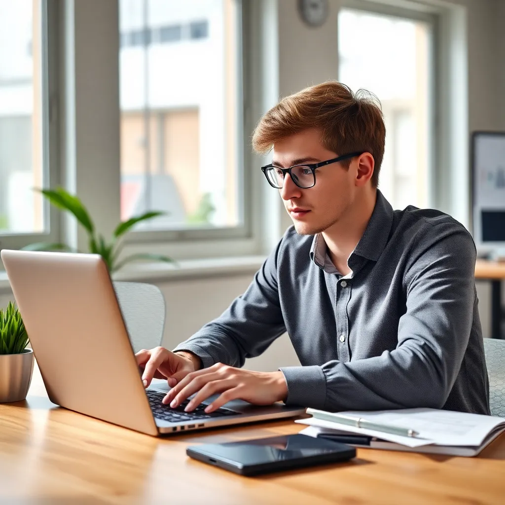 Professionele vrouw die Excel gebruikt op laptop met geconcentreerde blik